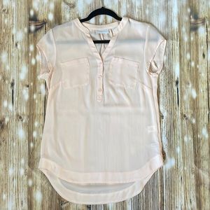 Peach colored sheer dress shirt